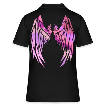 2reborn Wings Engelflügel modern art 10 - Frauen Polo Shirt - Schwarz - Hinten - Ailine (174cm)