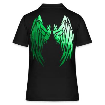 2reborn Wings Engelflügel modern art 9 - Frauen Polo Shirt - Schwarz - Hinten - Ailine (174cm)