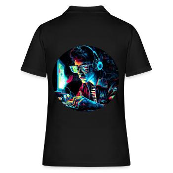 Futuriste 80s Retro Trash PC Nerd - Polo Femme - noir - Dos - Ailine (174cm)