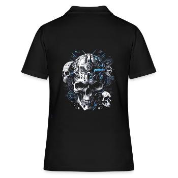 Crâne rétro futuriste Crâne Cyborg - Polo Femme - noir - Dos - Ailine (174cm)