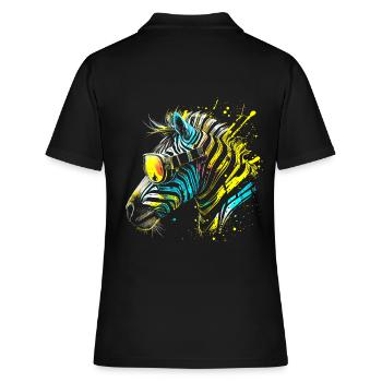 Zèbre coloré avec lunettes de soleil Graffiti Airbrush - Polo Femme - noir - Dos - Ailine (174cm)