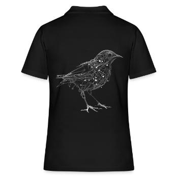 Oiseau cyborg surréaliste en filigrane - Polo Femme - noir - Dos - Ailine (174cm)