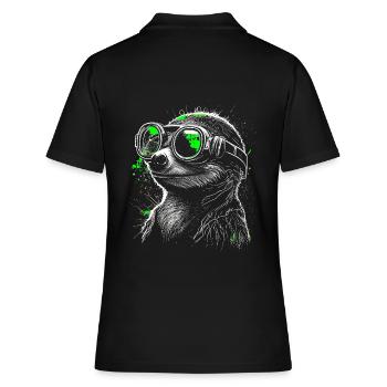 Suricate steampunk futuriste cool vert - Polo Femme - noir - Dos - Ailine (174cm)