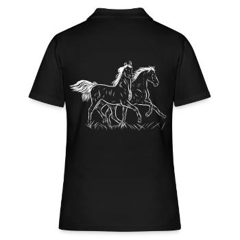 Pferd - Frauen Polo Shirt - Schwarz - Hinten - Ailine (174cm)