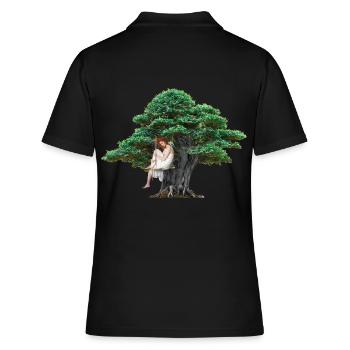 Mädchen Baum Natur sinnlich Schaukel Gefühle - Frauen Polo Shirt - Schwarz - Hinten - Ailine (174cm)