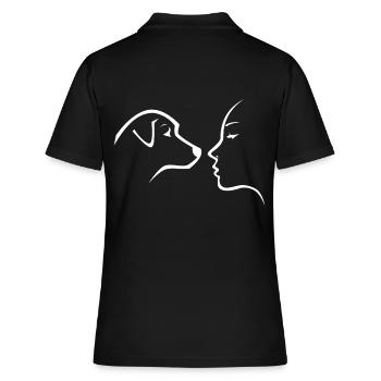 Hund Frau Menschengesicht - Frauen Polo Shirt - Schwarz - Hinten - Ailine (174cm)