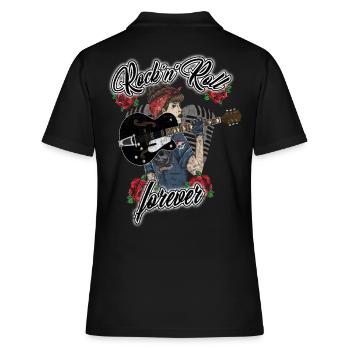 Damen Rockabilly Girl Vintage Retro Rock n Roll - Frauen Polo Shirt - Schwarz - Hinten - Ailine (174cm)