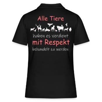 Tierschutz Vegan Vegetarisch Tiere - Frauen Polo Shirt - Schwarz - Hinten - Ailine (174cm)