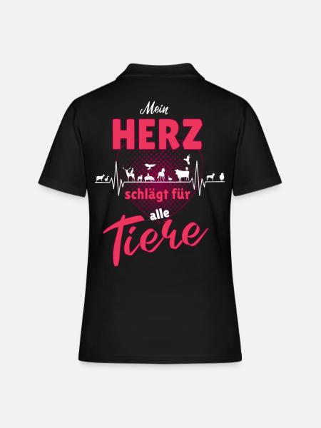 Tierschutz Herz schlägt für alle Tiere - Frauen Polo Shirt - Schwarz