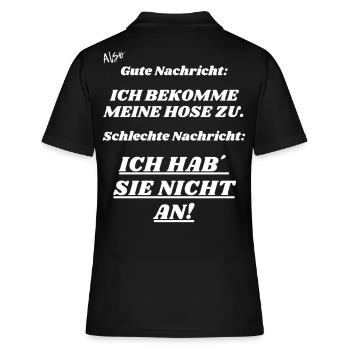 Gute Nachricht - Frauen Polo Shirt - Schwarz - Hinten - Ailine (174cm)