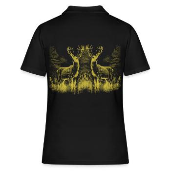 Hirsch Hirsche Wild Rotwild Rehbock - Frauen Polo Shirt - Schwarz - Hinten - Ailine (174cm)