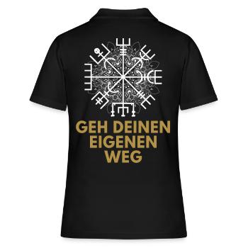 Wegweiser RUNEN VEGVISIR - Frauen Polo Shirt - Schwarz - Hinten - Ailine (174cm)