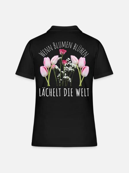 Blumen Garten Gärtner Blumenstrauß BLUMENLIEBE - Frauen Polo Shirt - Schwarz