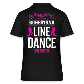 Linedance Line Dance tanzen Rentnerin Oma Geschenk - Frauen Polo Shirt - Schwarz - Hinten - Ailine (174cm)