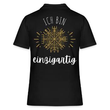 Wegweiser MOTIVATION - VEGVISIR - Frauen Polo Shirt - Schwarz - Hinten - Ailine (174cm)