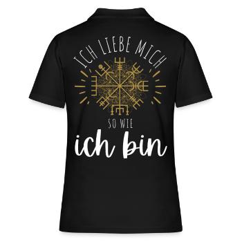 Wegweiser MOTIVATION - VEGVISIR - Frauen Polo Shirt - Schwarz - Hinten - Ailine (174cm)