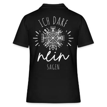 Wegweiser MOTIVATION - Vegvisir - Frauen Polo Shirt - Schwarz - Hinten - Ailine (174cm)