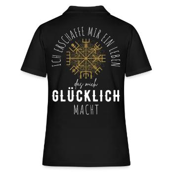 Wegweiser Motivation - VEGVISIR - Frauen Polo Shirt - Schwarz - Hinten - Ailine (174cm)