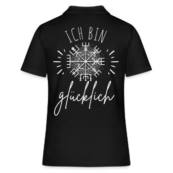 Wegweiser Motivation - VEGVISIR - Frauen Polo Shirt - Schwarz - Hinten - Ailine (174cm)