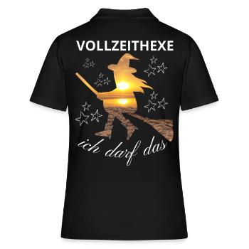 VOLLZEITHEXE ich darf das HEXE HEXEN hexen - Frauen Polo Shirt - Schwarz - Hinten - Ailine (174cm)