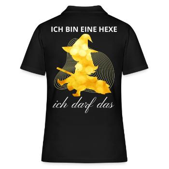 Ich bin eine HEXE ich darf das - Frauen Polo Shirt - Schwarz - Hinten - Ailine (174cm)
