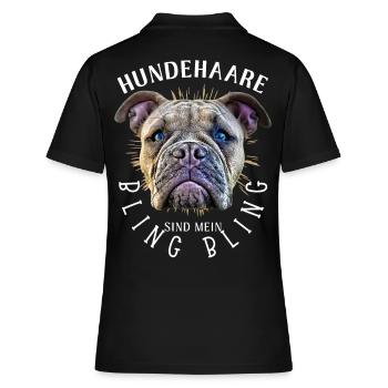 HUNDEHAARE sind mein BLING BLING - Hund Hunde - Frauen Polo Shirt - Schwarz - Hinten - Ailine (174cm)
