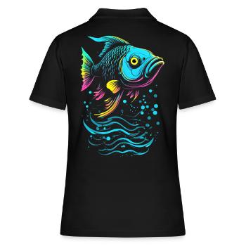 Poisson Vecteur Art Néon Lueur - Polo Femme - noir - Dos - Ailine (174cm)