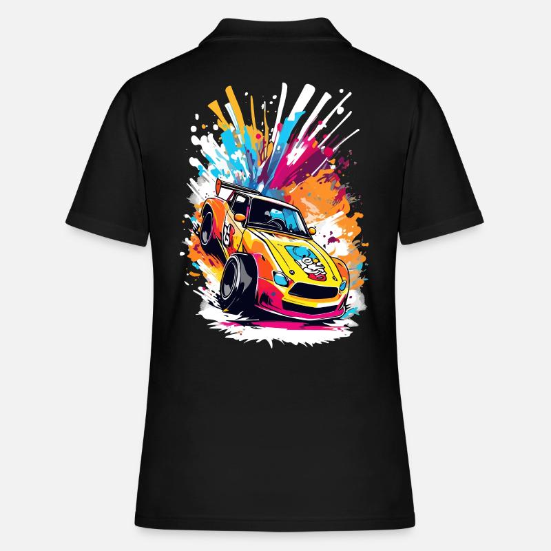 Retro Drift Car - Lebendige Racing Splash Kunst - Frauen Polo Shirt - Schwarz