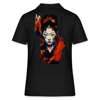 Guerrier samouraï – Splash Art flashy - Polo Femme - noir - Dos - Ailine (174cm)