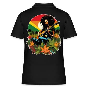 Rastafarian guitarist in reggae style - Women's Polo Shirt - black - Back - Ailine (174cm)