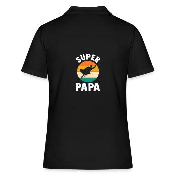 Vater Superheld Papa - Frauen Polo Shirt - Schwarz - Hinten - Ailine (174cm)