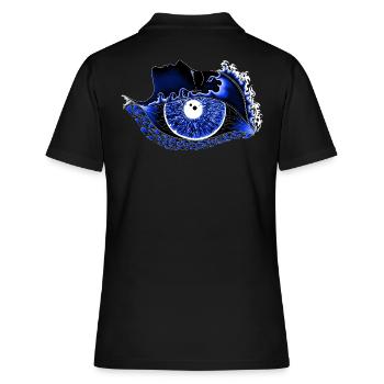 Big Eye Blue, Eye, Realistic - Women's Polo Shirt - black - Back - Ailine (174cm)