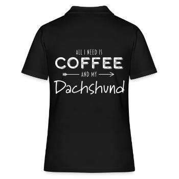 Dackel Dachshund Kaffee Lifestyle - Frauen Polo Shirt - Schwarz - Hinten - Ailine (174cm)