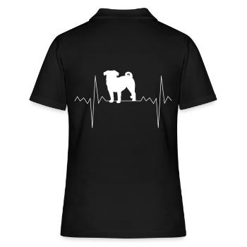 Herzschlag Herzfrequenz Mops - Frauen Polo Shirt - Schwarz - Hinten - Ailine (174cm)
