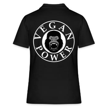 Vegan Power Gorilla Shirt , Veganer, Légumes, Tofu - Polo Femme - noir - Dos - Ailine (174cm)