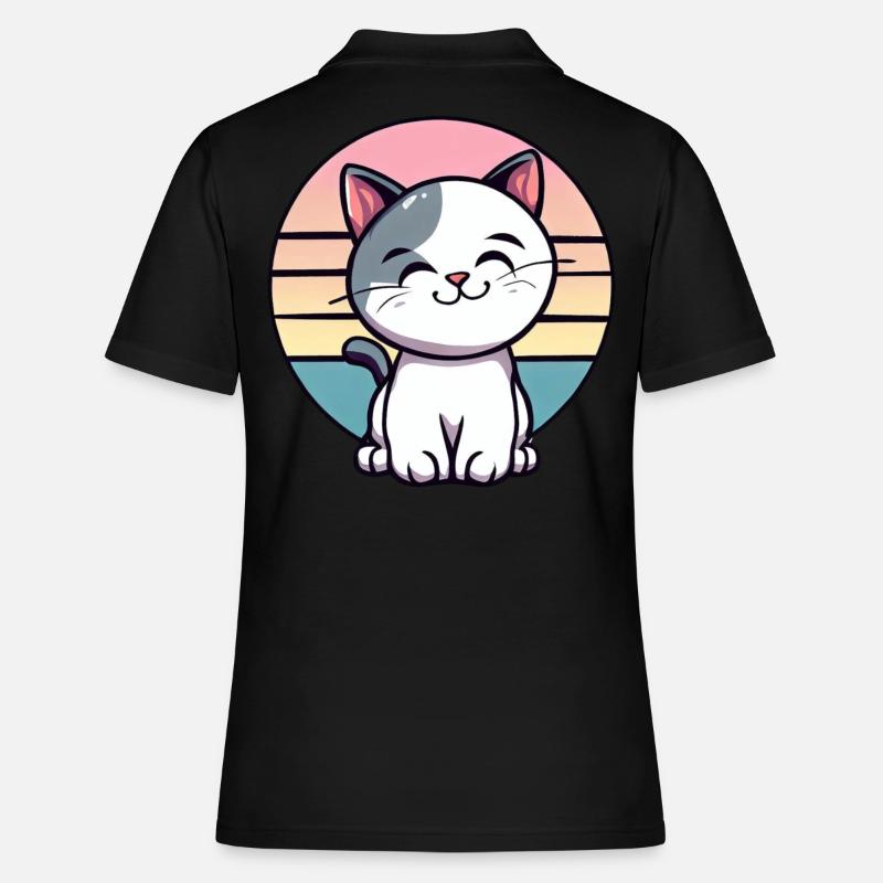 Vintage Cat Sunset - Women's Polo Shirt - black