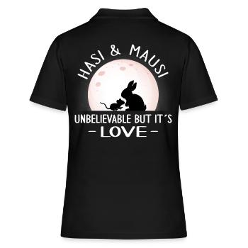valentinstag patchwork hasi mausi schatz true love - Frauen Polo Shirt - Schwarz - Hinten - Ailine (174cm)