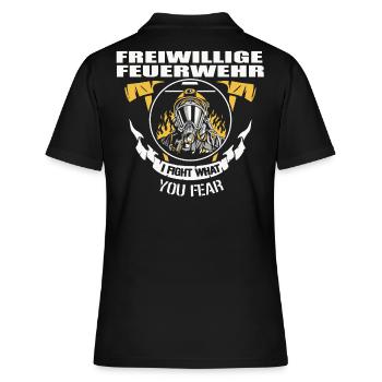 Feuerwehrfrau Feuerwehrmann freiwillige Feuerwehr - Frauen Polo Shirt - Schwarz - Hinten - Ailine (174cm)