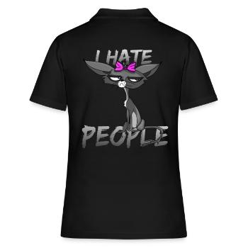 Cat I hate people with bow - Women's Polo Shirt - black - Back - Ailine (174cm)