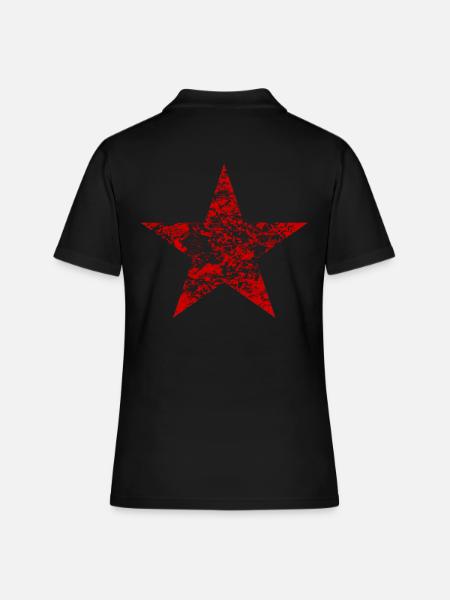 Rocker rouge étoile rouge - Polo Femme - noir