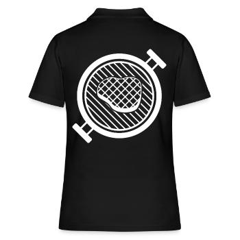 BBQ Grill mit Grillfleisch - Frauen Polo Shirt - Schwarz - Hinten - Ailine (174cm)