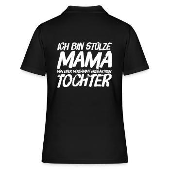 ICH BIN STOLZE MAMA EINER GROSSARTIGEN TOCHTER - Frauen Polo Shirt - Schwarz - Hinten - Ailine (174cm)