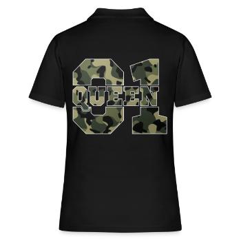 Pärchen Design! King - Queen! - Frauen Polo Shirt - Schwarz - Hinten - Ailine (174cm)