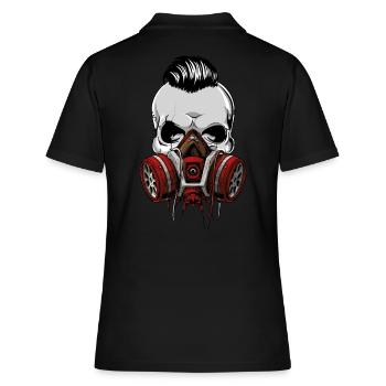 Hipster Skull Totenkopf mit Maske Gasmaske - Frauen Polo Shirt - Schwarz - Hinten - Ailine (174cm)