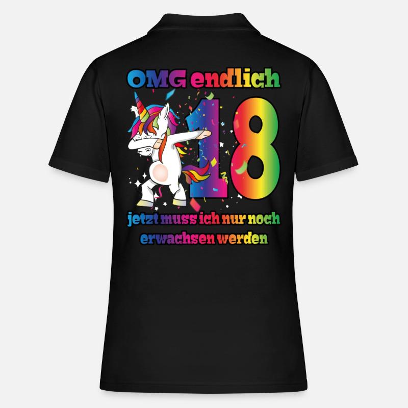 OMG endlich 18! Dabbing Einhorn 18. Geburtstag - Frauen Polo Shirt - Schwarz