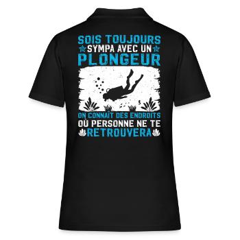 Sois toujours sympa avec un plongeur - Polo Femme - noir - Dos - Ailine (174cm)
