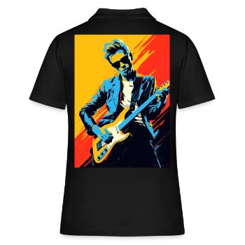 Pop-Art-Rocker - Frauen Polo Shirt - Schwarz - Hinten - Ailine (174cm)