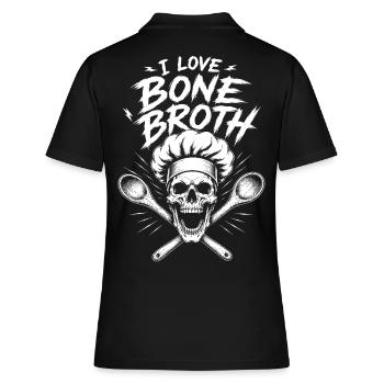 I Love Bone Broth Skull - Frauen Polo Shirt - Schwarz - Hinten - Ailine (174cm)