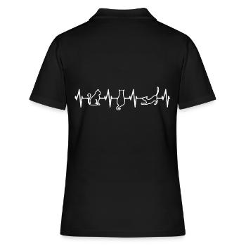 Katze - Herzschlag Diagramm - Frauen Polo Shirt - Schwarz - Hinten - Ailine (174cm)