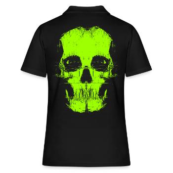 Psycho Glitch Skull - Frauen Polo Shirt - Schwarz - Hinten - Ailine (174cm)
